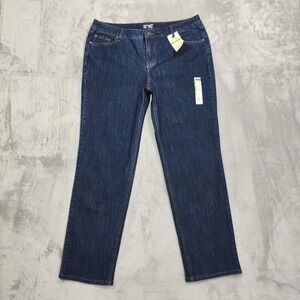 NEW Terra & Sky Jeans Womens 16W Blue Mid Rise Straight Tummy Control Stretch